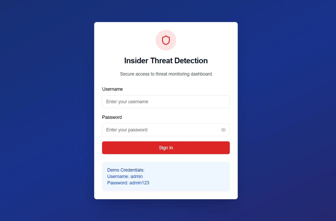 Screenshot of AI-Based Insider Threat Detection project